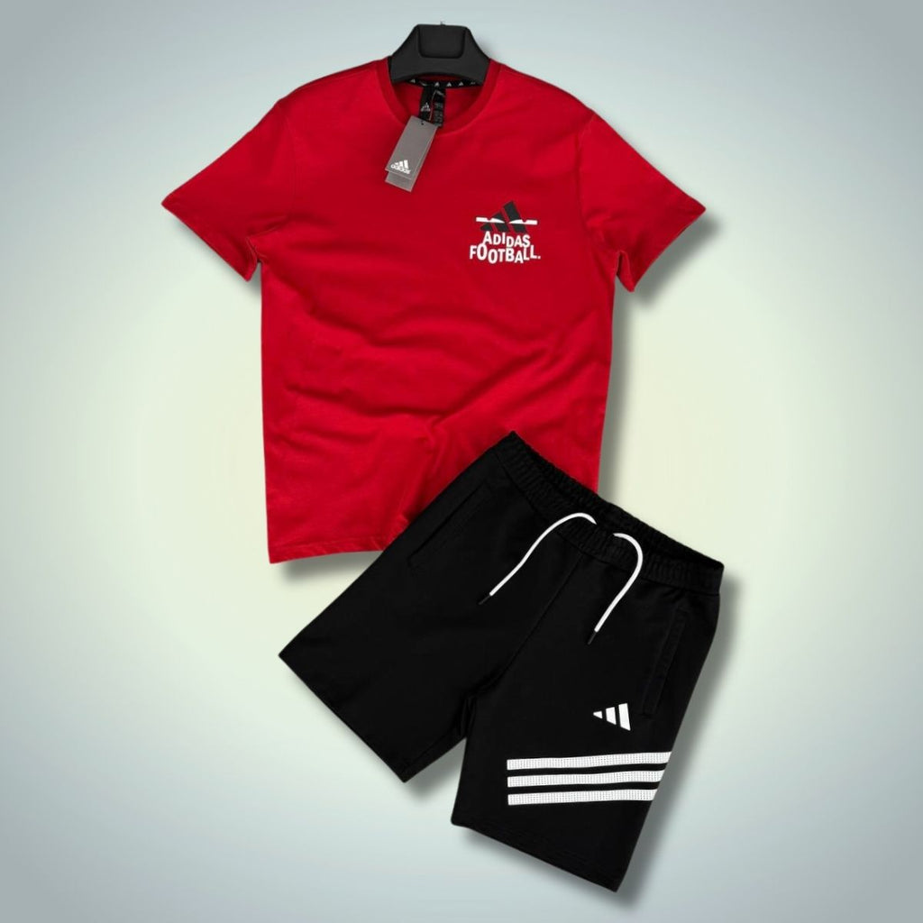 Adidas pánská souprava s kraťasy, Football, červená - černá. Prémiová kvalita