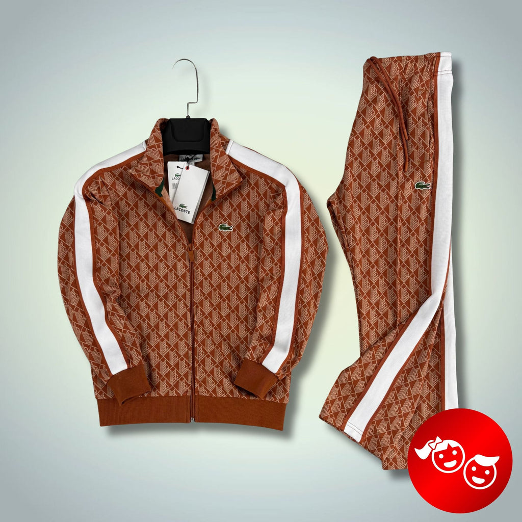 Dětská tepláková souprava Lacoste, Jacquard Monogram, béžová, Model 2025. Prémiová kvalita