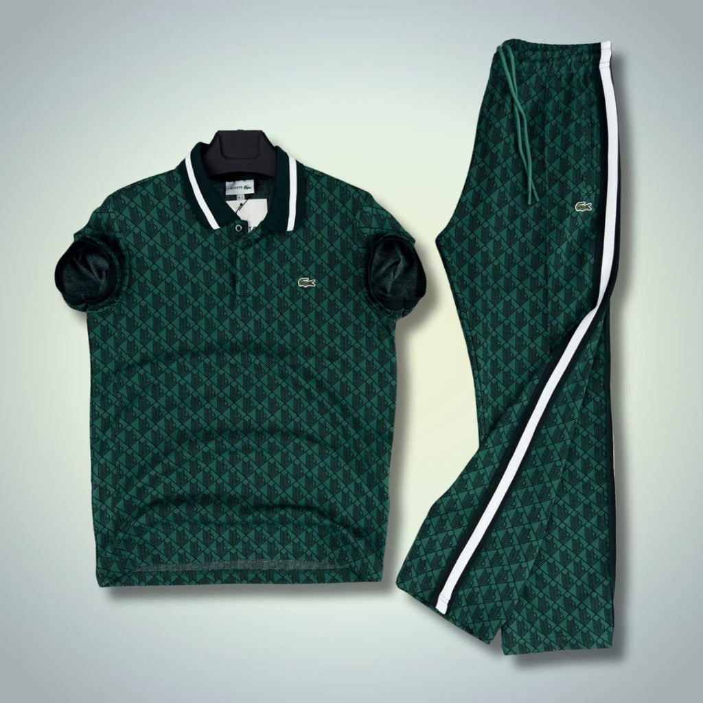 Lacoste pánská letní souprava, Jacquard polo, tmavě zelená. Prémiová kvalita