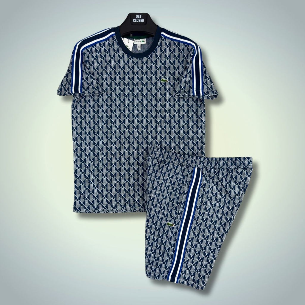 Lacoste pánská souprava s kraťasy, Jacquard Monogram, tmavě modrá. Prémiová kvalita