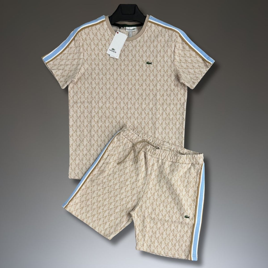 Lacoste pánská souprava s kraťasy, Jacquard, béžová. Prémiová kvalita