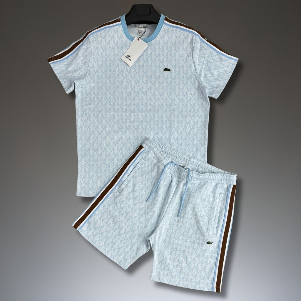 Lacoste pánská souprava s kraťasy, Jacquard, světle modrá. Prémiová kvalita