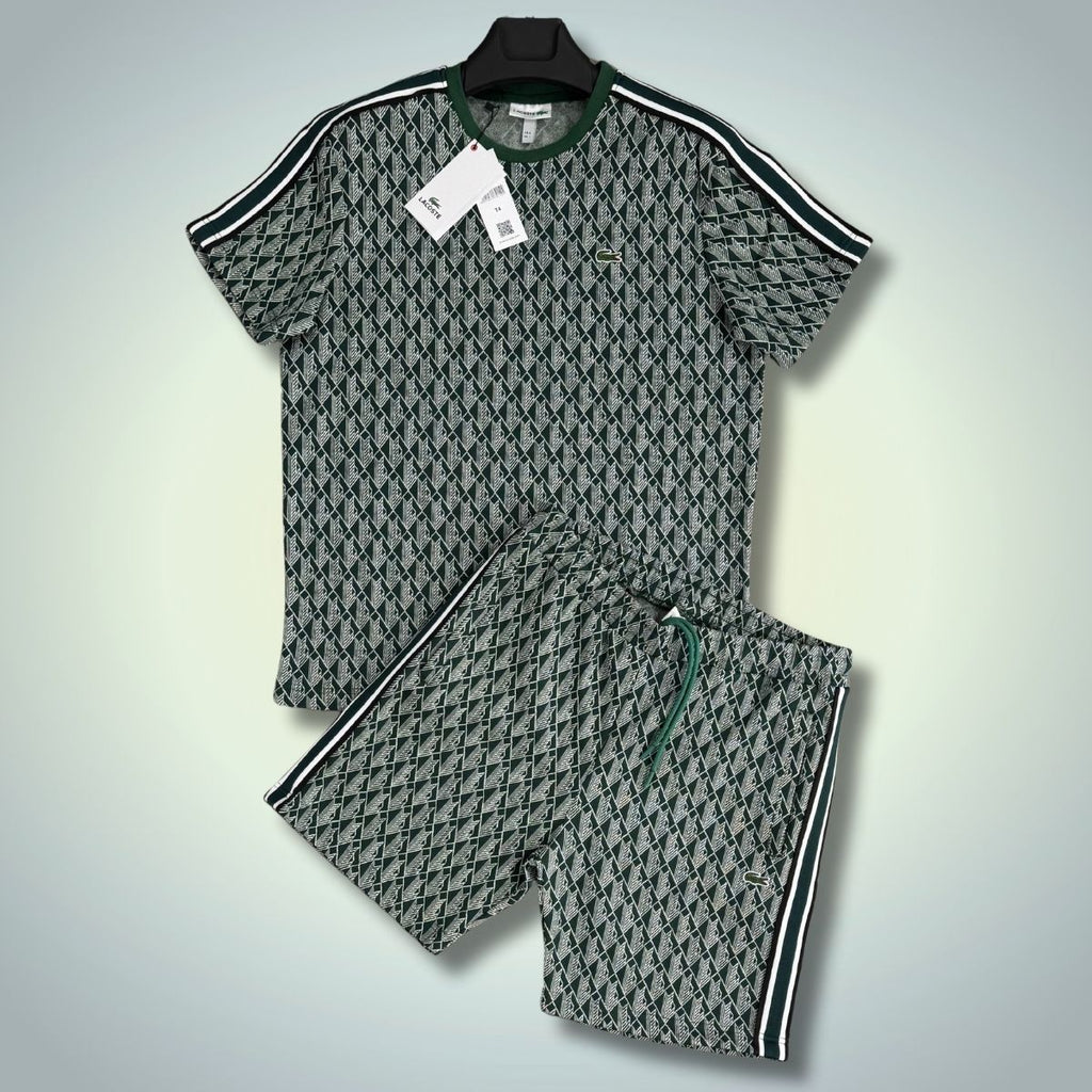 Lacoste pánská souprava s kraťasy, Jacquard, zelená. Prémiová kvalita