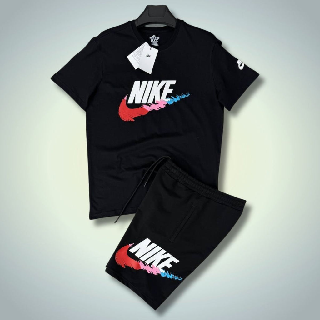 Pánská souprava Nike s kraťasy, velké klasické logo, černá. Prémiová kvalita