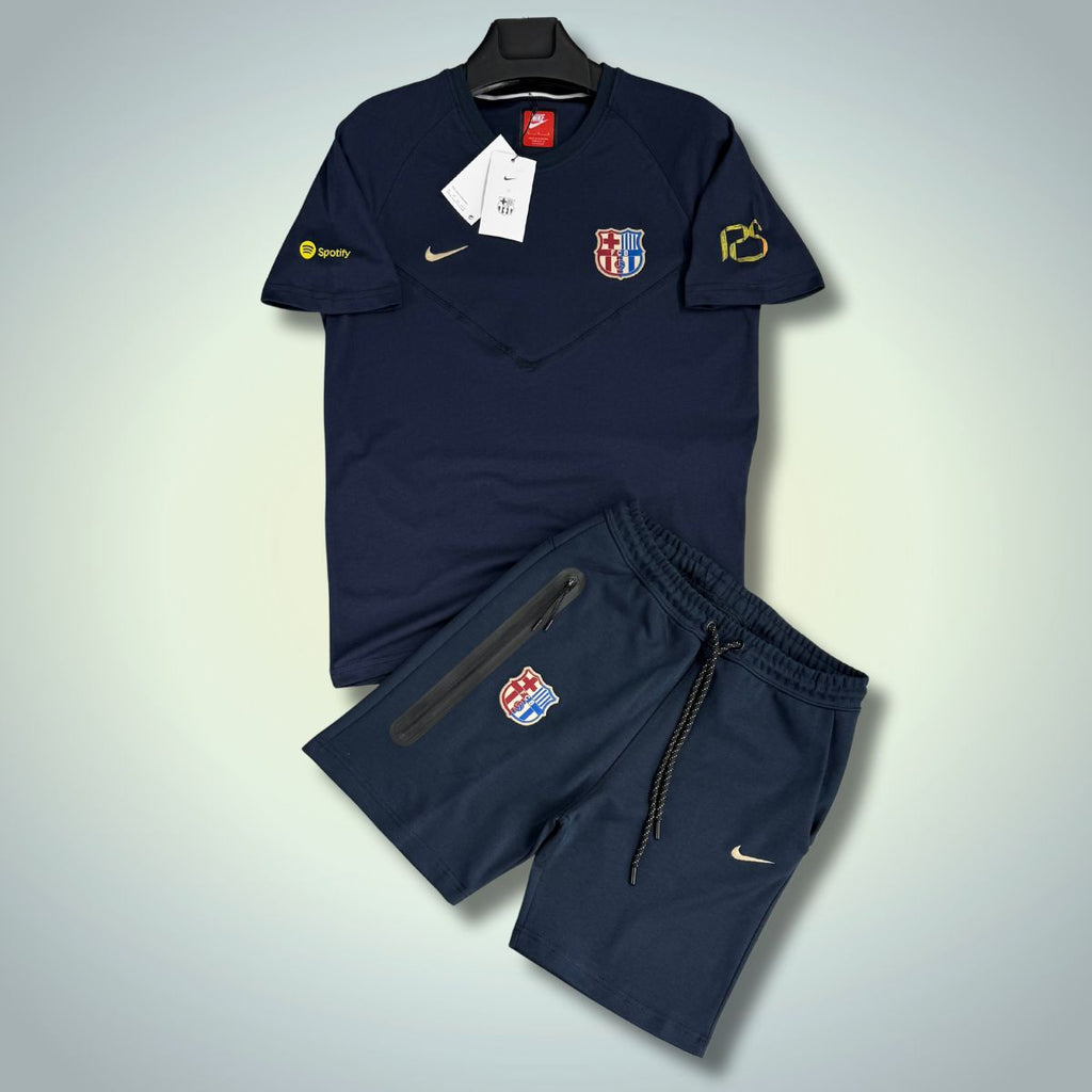 Pánská souprava Nike Barcelona Tech Fleece s kraťasy, tmavě modrá. Prémiová kvalita