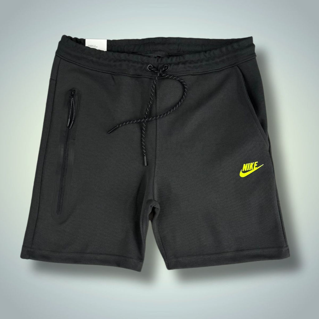 Pánské šortky Nike Tech Fleece, grafitové, neonově zelené logo. Model 2024. Prémiová kvalita