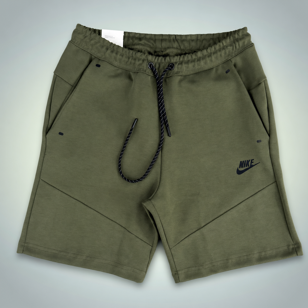 Nike Tech Fleece pánské sportovní kraťasy, olivově zelená. Premium kvalita