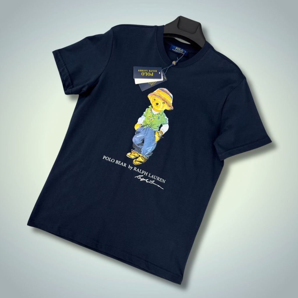 Pánské tričko Ralph Lauren, potisk velkého medvěda, tmavě modré. Prémiová kvalita