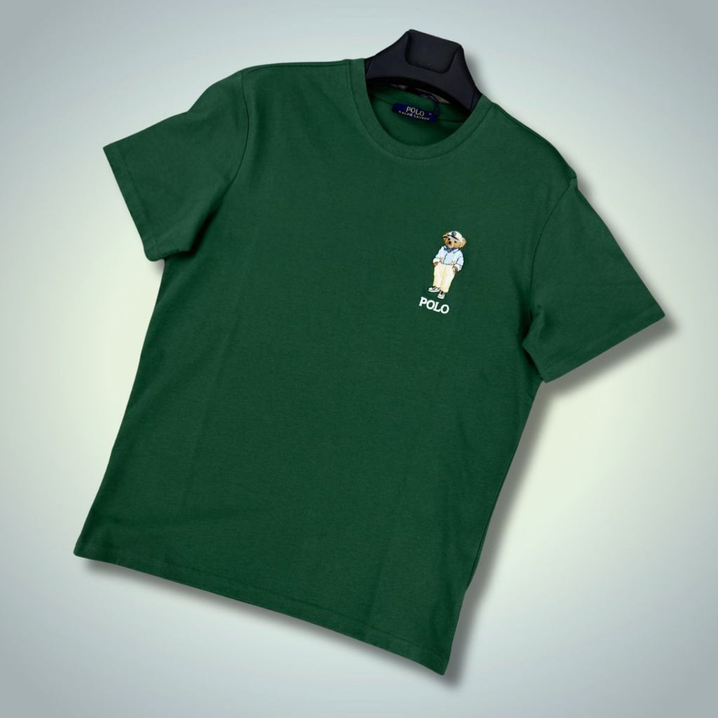 Pánské tričko Ralph Lauren, potisk malého medvěda, tmavě zelená. Prémiová kvalita