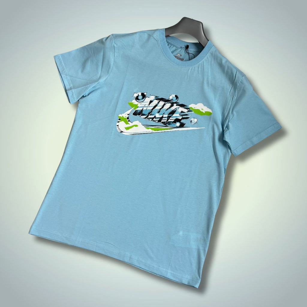 Pánské tričko Nike, chromované logo, světle modré. Prémiová kvalita