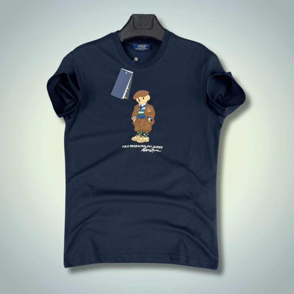 Pánské tričko Ralph Lauren, vyšívaný medvěd, tmavě modré. Prémiová kvalita