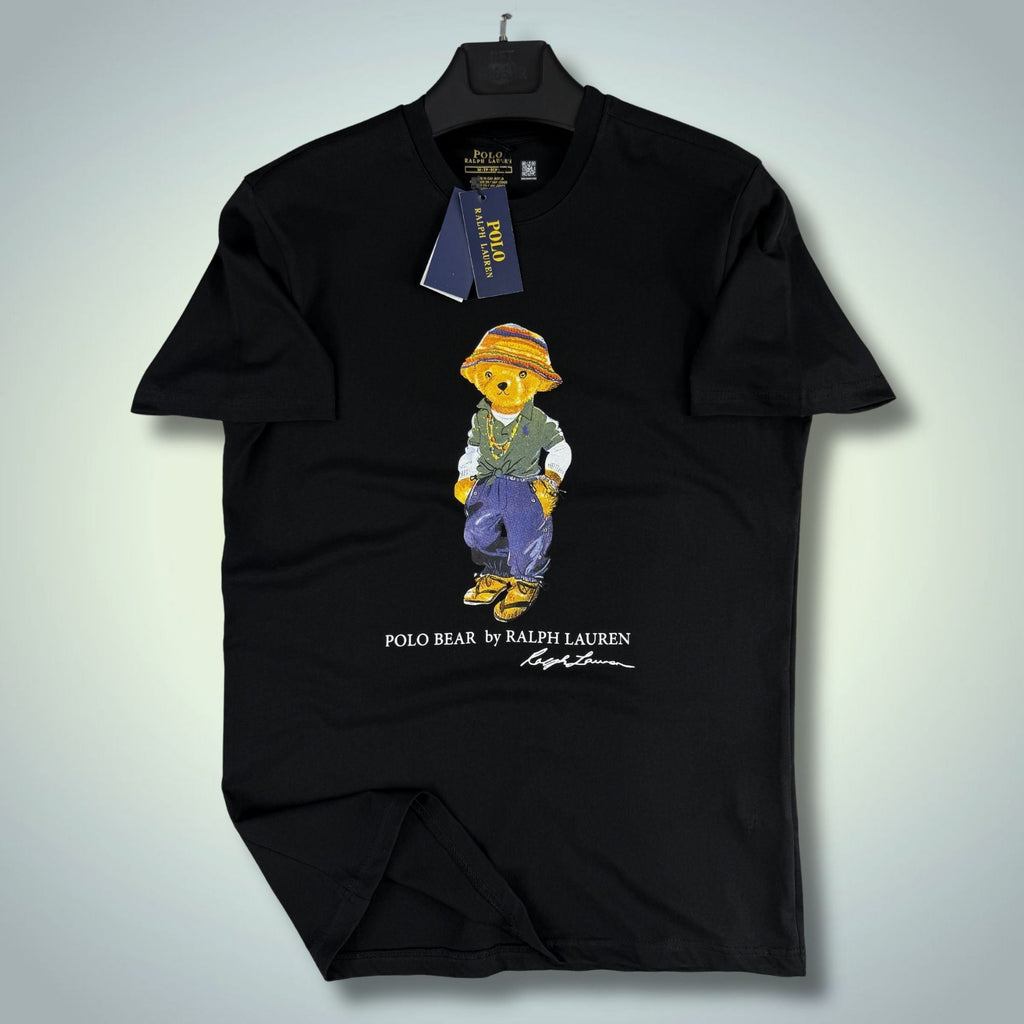 Pánské černé tričko Ralph Lauren, potisk medvídek. Premium kvalita