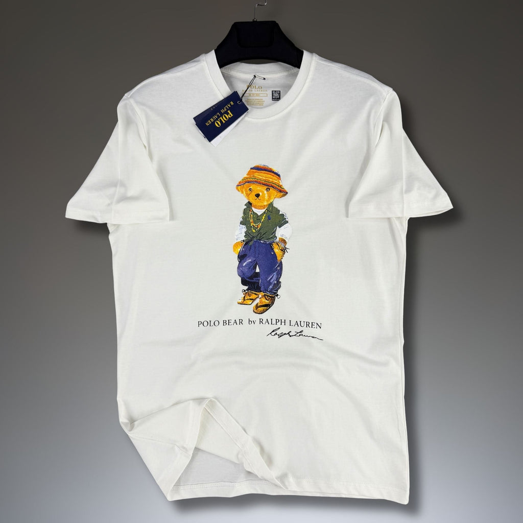 Pánské bílé tričko Ralph Lauren, potisk medvídek. Premium kvalita