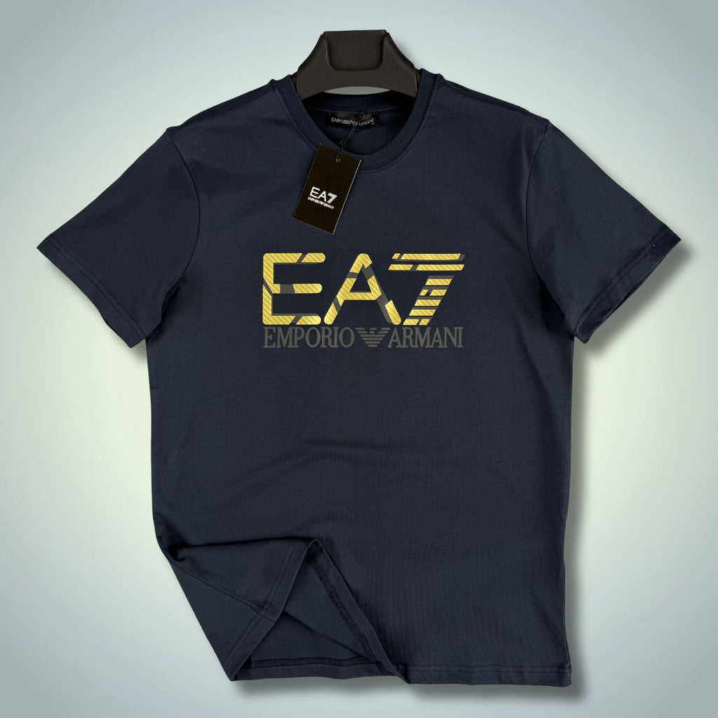 Pánské tmavomodré tričko EA7, velké logo. Premium kvalita