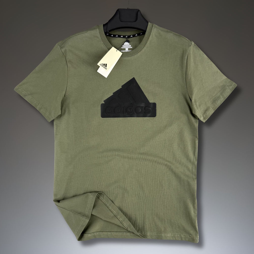 Pánské olivově zelené tričko Adidas, velké logo. Premium kvalita