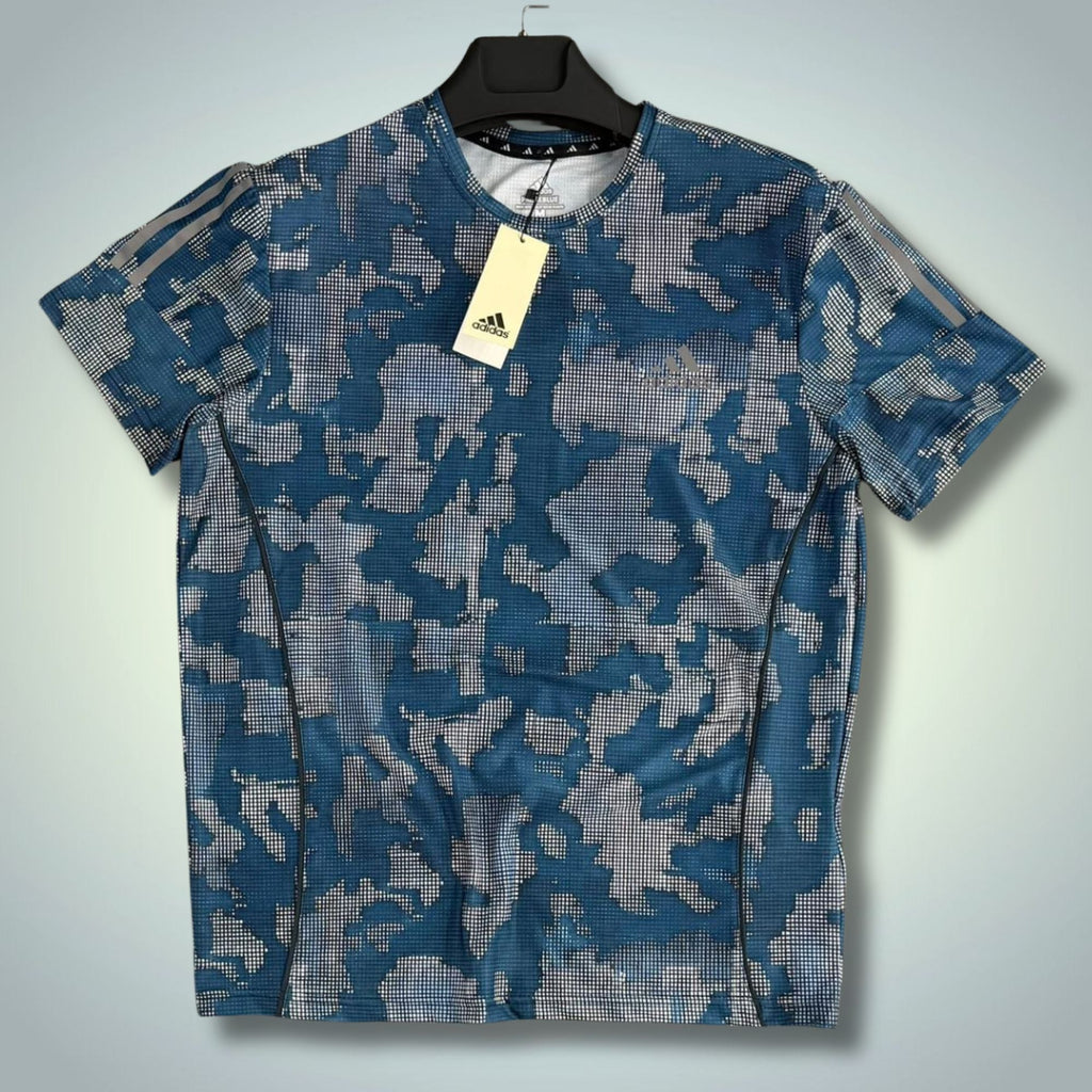 Pánské tréninkové modré kamuflážové tričko Adidas, AEROREADY. Premium kvalita