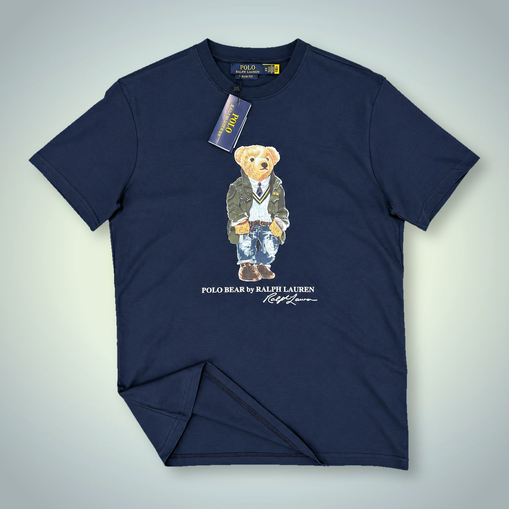 Ralph Lauren pánské tričko, potisk medvídek v uniformě, tmavě modré. Prémiová kvalita