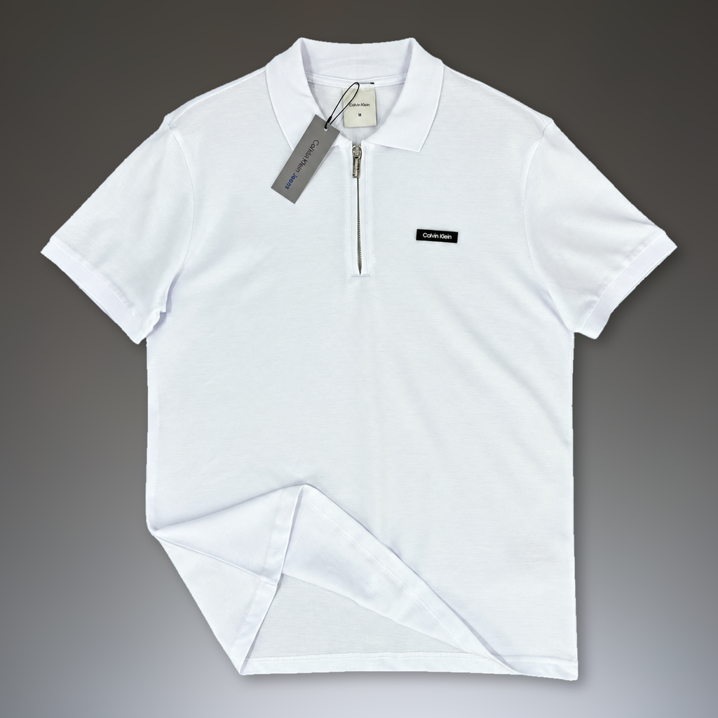 Calvin Klein pánská polokošile se zipem, bílá. Prémiová kvalita