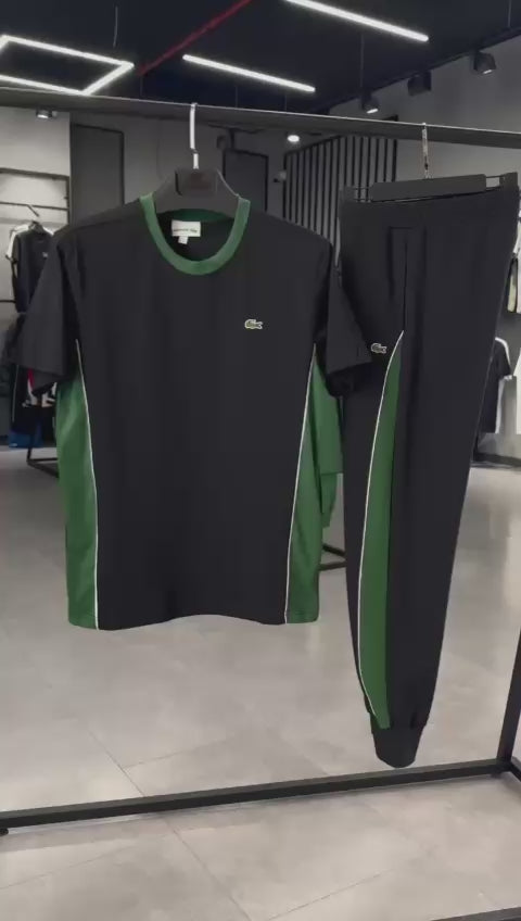 Lacoste pánská letní souprava, černo - zelená. Model 2025. Prémiová kvalita